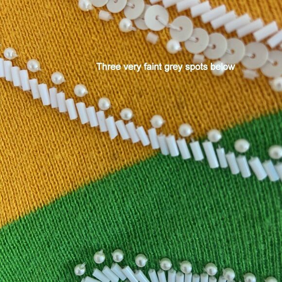 Vintage 80s 90s IB Diffusion Ocean Fish Striped Cardigan Sweater Beaded Sequin - Picture 7 of 11